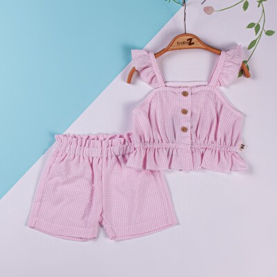 Toptan Kız Bebek 2'li Bluz ve Şort Takım 6-18M BabyZ 1097-5717 - 1