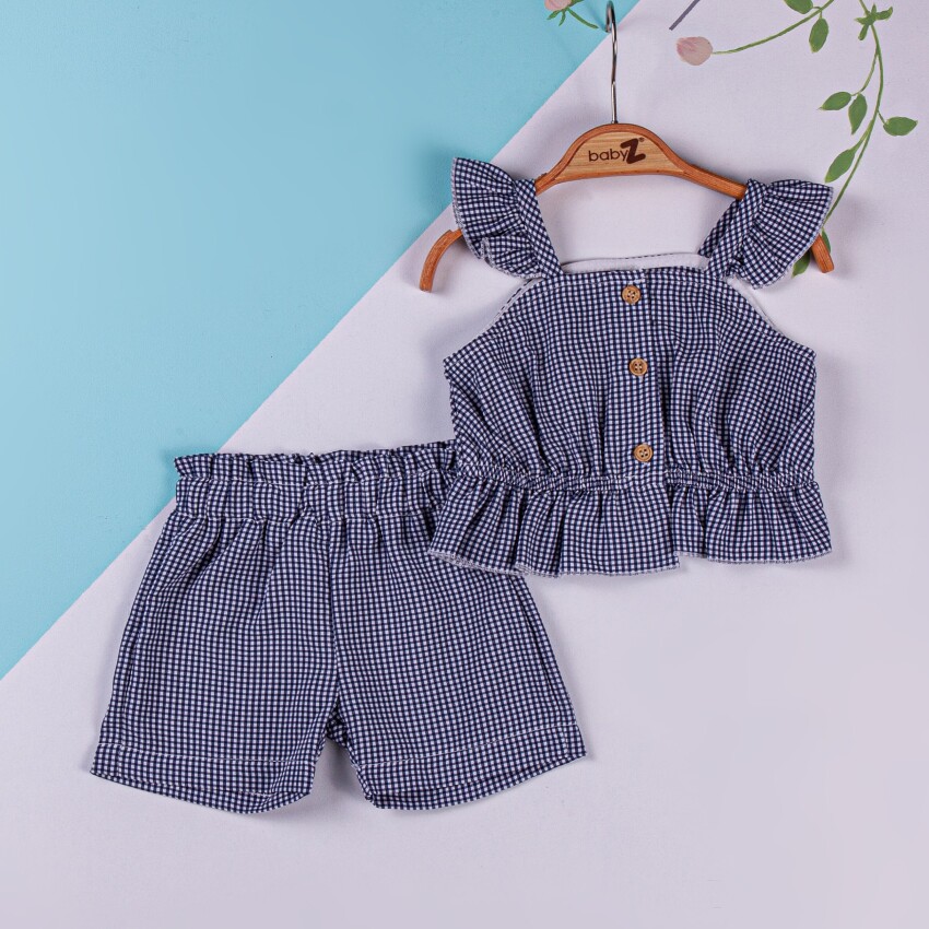 Toptan Kız Bebek 2'li Bluz ve Şort Takım 6-18M BabyZ 1097-5717 - 2