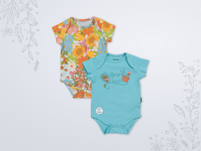 Toptan Kız Bebek 2'li Body 3-18M Miniworld 1003-18199 - Miniworld (1)