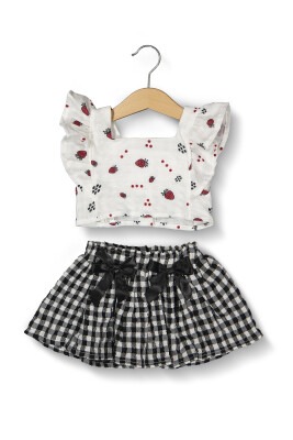 Toptan Kız Bebek 2'li Çilekli Bluz ve Etek 6-24M Boncuk Bebe 1006-6102 - Boncuk Bebe (1)