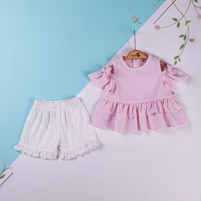 Toptan Kız Bebek 2'li Şort ve Bluz Takım 6-18M BabyZ 1097-5724 - 1