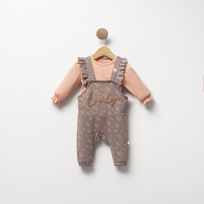 Toptan Kız Bebek 2'li Sweat ve Tulum Takım 3-9M Cassiope 2061-485797 - Cassiope