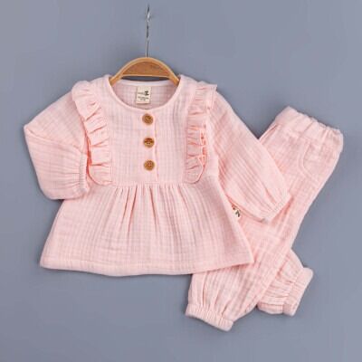 Toptan Kız Bebek 2'li Takım 6-24M BabyZ 1097-5681 Pudra