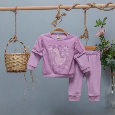Toptan Kız Bebek 2'li Takım 6-24M BabyZ 1097-5760 Lila