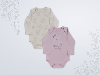 Toptan Kız Bebek 2'li Zıbın Takım 3-18M Miniworld 1003-18513 - Miniworld