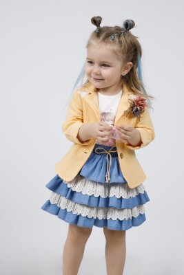 Toptan Kız Bebek 3'lü Ceket Badi Etekli Takım 9-24M Miss Lore 1055-5526 - Miss Lore