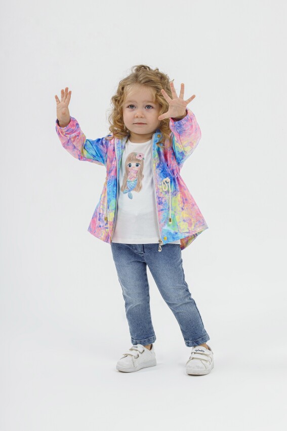 Toptan Kız Bebek 3'lü Yağmurluk Badi Pantolon Takım 9-24M Miss Lore 1055-5510 - 3