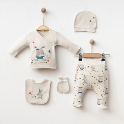 Toptan Kız Bebek 5'li Yenidoğan Takım 0-3M Vina baby 2042-003010-1 Vina baby 2042-003010-1 Petrol