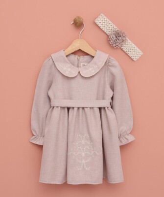 Toptan Kız Bebek Bandanalı Elbise 6-18M Lilax 1049-6531 Bej