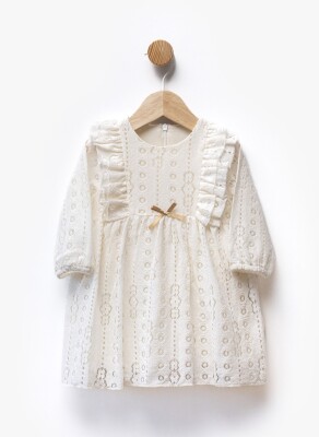 Toptan Kız Bebek Elbise 6-36M Bebbemini 2065-BM-2329 Krem