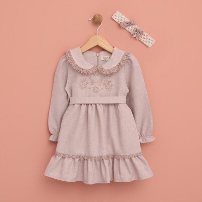 Toptan Kız Bebek Elbise 9-24M Lilax 1049-6536 Bej
