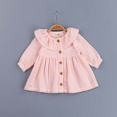Toptan Kız Bebek Elbisesi 6-24M BabyZ 1097-5296 Pudra