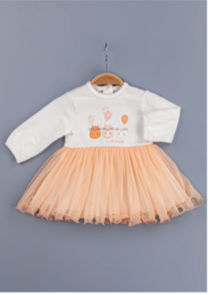 Toptan Kız Bebek Elbisesi 6-24M BabyZ 1097-5395 Somon