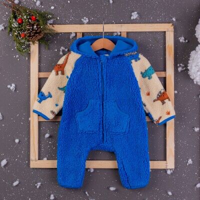 Toptan Kız Bebek Kapşonlu Tulum 3-12M BabyZ 1097-4359 Sax Mavisi