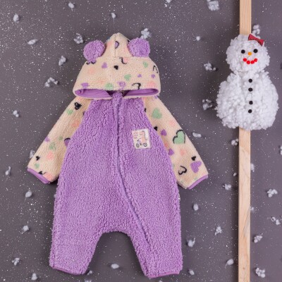 Toptan Kız Bebek Kapşonlu Tulum 3-12M BabyZ 1097-5418 Lila