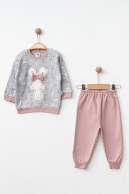 Toptan Kız Bebek Pijama Takımı 9-18M Hoppidik 2017-2202 Gül Kurusu