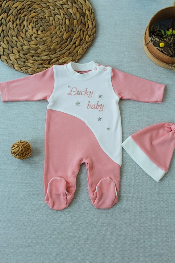 Toptan Kız Bebek Şapkalı Tulum 0-3M Tomuycuk 1074-25279 - 2