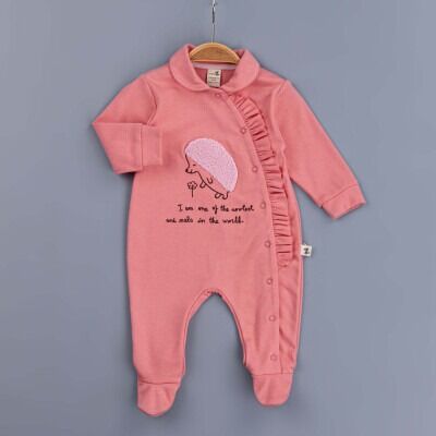 Toptan Kız Bebek Tulum 3-12M BabyZ 1097-5396 Gül Kurusu