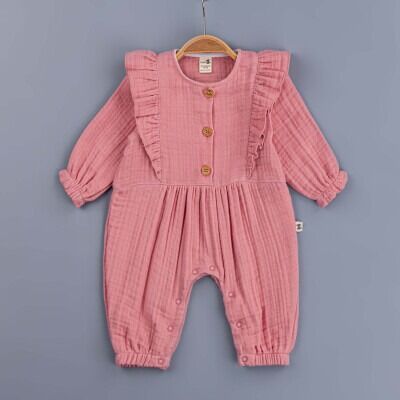 Toptan Kız Bebek Tulum 3-12M BabyZ 1097-5414 Pudra