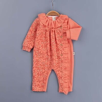 Toptan Kız Bebek Tulum 3-12M BabyZ 1097-5417 Nar Çiçeği
