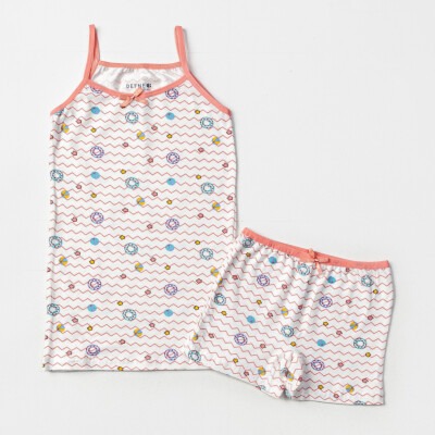 Toptan Kız Çocuk 2'li Atlet ve Boxer Set 2-10Y Defne 1064-DFN-TK029-23 - Defne