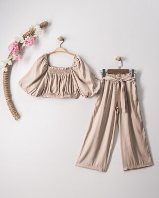 Toptan Kız Çocuk 2'li Bluz ve Pantolon Takım 7-10Y Büşra Bebe 1016-23140 - Büşra Bebe