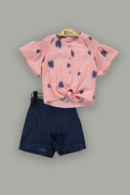 Toptan Kız Çocuk 2'li Gömlek ve Şort Takım 2-5Y Kumru Bebe 1075-3800 - Kumru Bebe