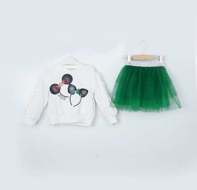 Toptan Kız Çocuk 2'li Sweatshirt ve Tüllü Etek Takım 3-6Y Büşra Bebe 1016-23253 - Büşra Bebe