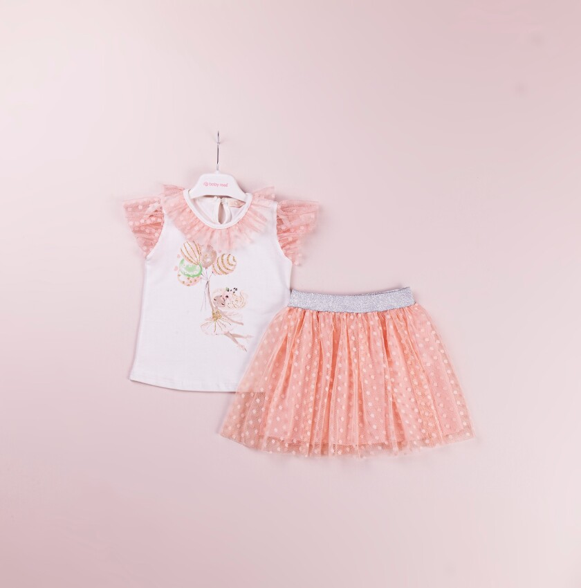 Toptan Kız Çocuk 2'li Tişört ve Tüllü Etek Takım 1-4Y BabyRose 1002-4060 - 2