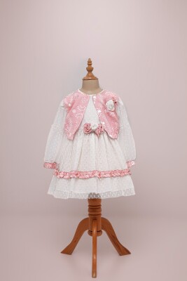 Toptan Kız Çocuk 2'li Tüllü Elbise ve Bolero Takım 1-4Y BabyRose 1002-4081 Pembe
