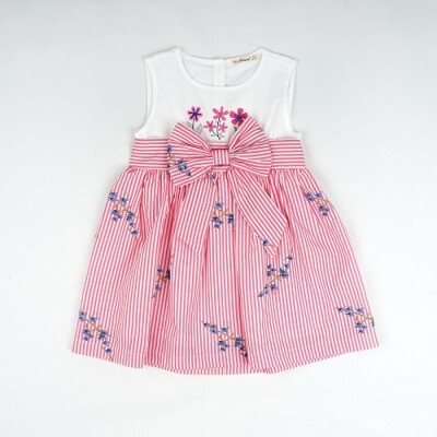 Toptan Kız Çocuk Çizgili Elbise 3-6Y Büşra Bebe 1016-23165 - Büşra Bebe (1)