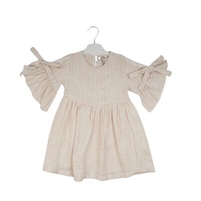 Toptan Kız Çocuk Elbise 3-6Y Büşra Bebe 1016-23198 Ekru