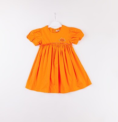 Toptan Kız Çocuk Elbise 3-6Y Büşra Bebe 1016-24139 Turuncu