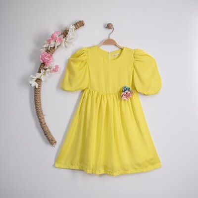 Toptan Kız Çocuk Elbise 7-10Y Büşra Bebe 1016-23183 Sarı