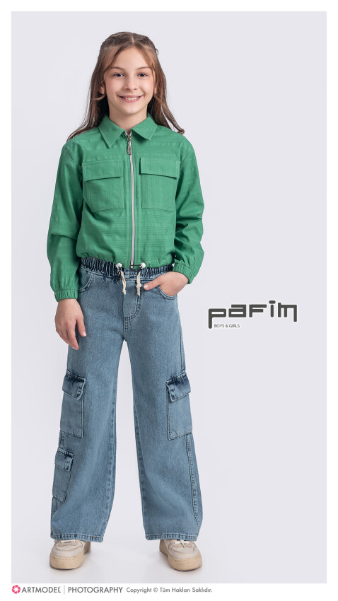 Toptan Kız Çocuk Fermualı Gömlek 11-14Y Pafim 2041-2025Y1030 - 2