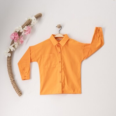 Toptan Kız Çocuk Gömlek 7-10Y Büşra Bebe 1016-23155 Turuncu