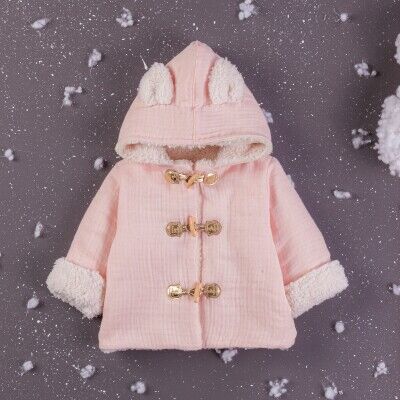 Toptan Kız Çocuk Kapüşonlu Welsoft Mont 6-24M BabyZ 1097-5764 Pudra