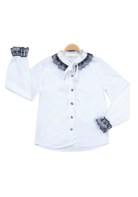 Toptan Kız Çocuk Siyah Dantelli Gömlek 7-10Y Büşra Bebe 1016-22206 - Büşra Bebe