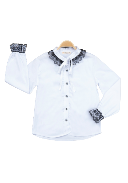Toptan Kız Çocuk Siyah Dantelli Gömlek 7-10Y Büşra Bebe 1016-22206 - 1