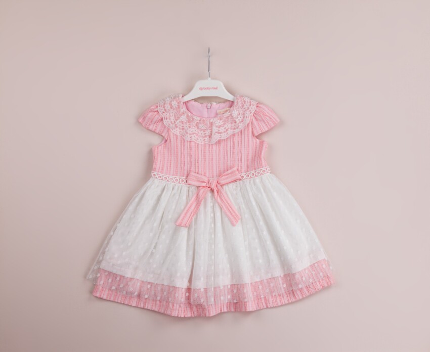 Toptan Kız Çocuk Yakası Dantelli Elbise 1-4Y BabyRose 1002-4048 - 1
