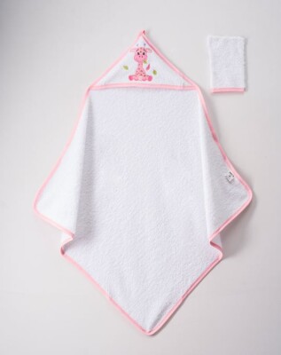 Toptan Unisex 2'li Keseli Bebek Banyo Takımı 80x80cm Ramel Kids 1072-351BEYAZ - Ramel Kids (1)