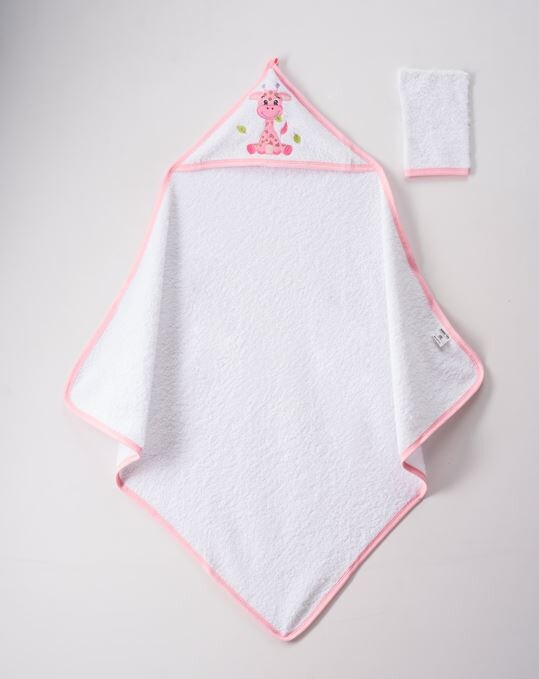 Toptan Unisex 2'li Keseli Bebek Banyo Takımı 80x80cm Ramel Kids 1072-351BEYAZ - 2