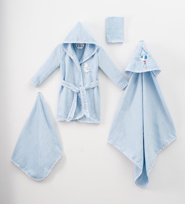 Toptan Unisex Bebek 4'lü Bambu Bornoz Set 0-36M Ramel Kids 1072-706 - 1