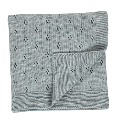 Toptan Unisex Bebek Çiçekli Triko Battaniye 0-24M Bebek Evi 1045-BEVİ 1347 Gri