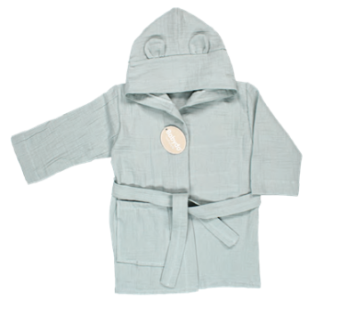 Toptan Unisex Çocuk Müslin Bornoz 1-4Y Bebek Evi 1045-BEVİ 1393 Mint Yeşili