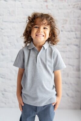 Toptan Unisex Çocuk Polo Yaka T-shirt 3-14Y Zeyland 1070-242Z1ETA64 Gri