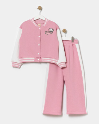 Wholesale 2-Piece Girls Set with Cardigan and Pants 5-8Y Miniloox 1054-24481 Blanced Almond