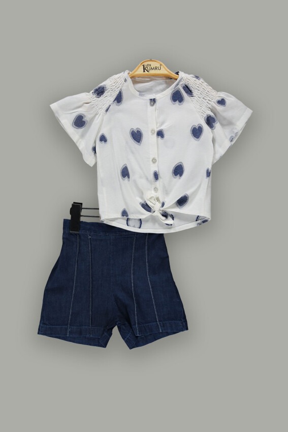 Wholesale 2-Piece Girls Shirt and Shorts Set 2-5Y Kumru Bebe 1075-3800 - 3