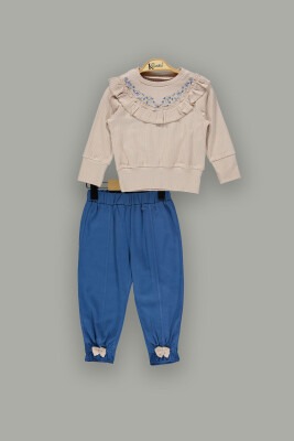 Wholesale 2-Piece Girls Sweat Sets with Pants 2-5Y Kumru Bebe 1075-3876 Бежевый 