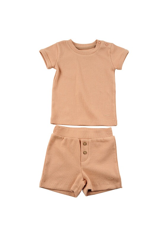 Wholesale 2-Piece Organic Baby Boys Set with T-shirt and Shorts Gots Certificate 6-24M Zeyland 1070- - 2